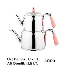 Özkent K-376 Armine Mini Boy Paslanmaz Çelik Çaydanlık Takımı Pem Pembe