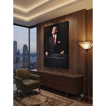 Tablo 60x90 & 40x60 Cm Büyük Ve Orta Boy Ofis Ve Salon Hediyelik Duvar Aksesuarı Atatürk Siyah
