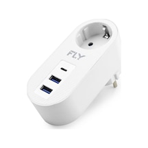 Topraklı Termal Akım Korumalı Priz Adaptörü 2 Usb 1 Type-c 3400-01 Evimdeyokyok