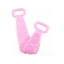 3b Trend Çift Taraflı Silikon Banyo Kesesi Pembe Esnek Vücut Temizleme Ve Masaj Bandı, Sırt Kesesi