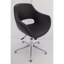 Siyah Deri Tekerleksiz Öğrenci Ders Çalışma Sandalyesi