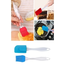 2'li Silikon Spatula Ve Yumurta Fırçası Seti Yanmaz Yapışmaz Çok Renkli