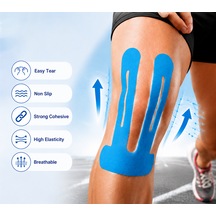 Elitemed Wellness Profesyonel Acl Ve Patella Diz Kapağı Destek Ve Stabilizasyon Bantları - 5 Adet Hazır Kesilmiş Siyah Kinezyoloji Bant