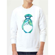 My Neighbor Komşum Totoro Baskılı Beyaz Erkek Örme Sweatshirt (530943290)
