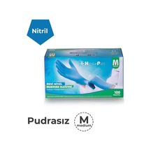 Mavi Pudrasız Nitril Muayene Eldiveni M-Has-Pet-20 Paket (Koli) 100'lü Kutu