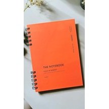 Fark Tanıtım Spiralli 80 Yaprak Çizgisiz A5 Defter, Not Defteri, Okul Defteri, 4 Farklı Renk Seçeneği 04 Orange Coral Açık Gri