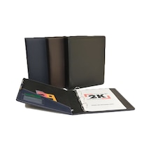 2k Sunum Klasörü 4 Halkalı Suni Deri 40 Mm Siyah A5 A533s Çok Renkli