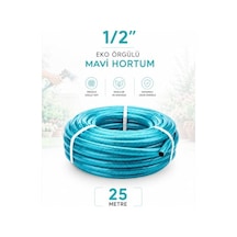 Beylini 1/2" 25 Metre Örgülü Bahçe Hortumu Balkon Bahçe Sulama Temizlik Araç Yıkama Su Hortumu Dolanmaz Kırılmaz Yeşil Mavi, 1/2" 25 Mt