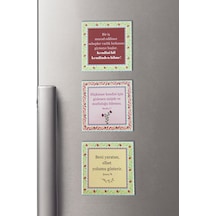 3 Lü Dua Ve Ayet Yazılı Buzdolabı Magnet - 6.5 X 6.5 Cm Mıknatıslı Dekoratif Dolap Süsü