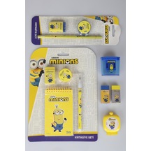 X Dekomus , Lisanslı Minions 11 Parça Kırtasiye Seti Silgi,kurşun Kalem,not Defteri,kalemtraş Diğer