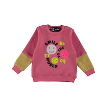 Smile Baskılı File Kolu Aks 3 Iplik Kız Sweatshırt 9y,10y,11y,12y Yavruağzı