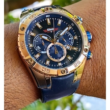 G-force Js25 Orjinal Miyota Mekanizma Lacivert Erkek Kronograf Kol Saati Lüks Kutulu Rose Gold - Gold