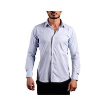 Dicotto Mavi Ekstra Dar Kesim Likralı Esnek Micro Kumaş Kol Düğmeli Slim Fit Erkek Gömlek - 195-4 001