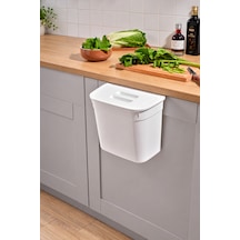 Kapaklı Askılı Çöp Kovası & Mutfak Dolap İçi Çöp Kovası & Tezgah Askılı Atık Kovası Beyaz 178x278x233 Mm Beyaz - 935451029 Beyaz