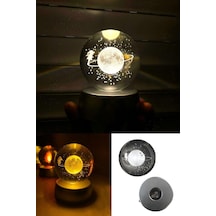 Satürn Cam Küre Renk Değiştiren Kristal Kız Küre Işıklı Küre Pilli 3d Hediye Yılbaşı