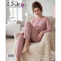 Mihra Lindras Penbe Çiçek Desemli Pijama Takımı Pembe