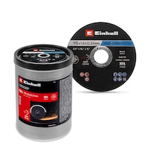 Einhell 100 Parça Metal ve Inox Kesme Diski Set, Ø 115 x 1 mm 49711527, Ø 22,23 mm göbek çapı, düz tip, metal kutu dahil