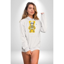 Mutlu Ol Kadın Erkek Beyaz Kapüşonlu Sweatshirt Hoodie Beyaz