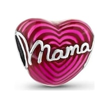 Fubena Pembe Mama Kalp Charm Gümüş