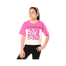 Toontoy Kids Toontoy Kız Çocuk Baskılı Bisiklet Yaka Kısa Kollu Tişört Fuşya
