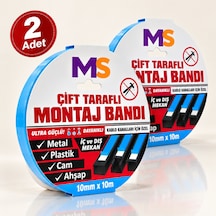 2 Adet Ultra Güçlü 10 Mm X 10 Mt Çift Taraflı Köpük Montaj Bandı Metal Plastik Cam Bantı Bantları