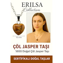 Erilsa Sertifikalı Mini Kalp Model Çöl Jasper Taşı Kolye Dayanıklılık, Çok Renkli