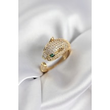 Jaguar Model Gold Renk Zirkon Taşlı Kadın Yüzük 5886 Renkli