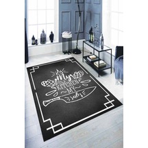 Siyah Kaymaz Taban My Kitchen My Rules Mutfak Halısı Ar1125n11
