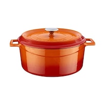 Döküm Yuvarlak Tencere, Trendy, 28 Cm, 6.71 L Hacim, Turuncu 12v