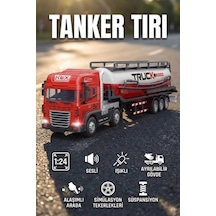 1:24 Ölçek Diecast Metal Kafa Işıklı Ve Sesli Oyuncak Tanker Tırı - Ayrılabilir Dorseli Model Araba