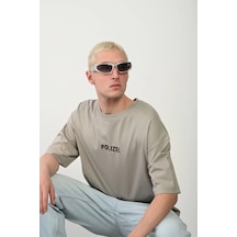 Assema Erkek Baskılı T-shirt Kısa Kol Bisiklet Yaka Rahat Kalıp Tişört - Boyalı Gri Çok Renkli