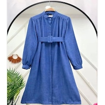 Lovie Moda Kadın Kemerli Tunik Mavi