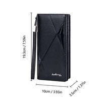 Linjinxu Baellerry S1240 Lychee Desen İş Günlük Fermuarlı Uzun Cüzdan Çoklu Kart Yuvası El Çantası Siyah Siyah