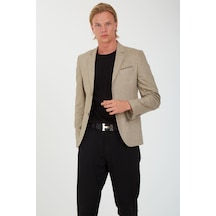 Sposo G-179 İki Düğme Klasik Kalıp Bej Erkek Blazer Ceket Bej
