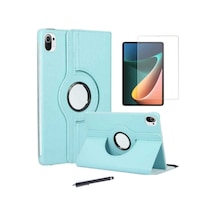 Xiaomi Uyumlu Mi Pad 5 3'lü Set Standlı Dönebilen Tablet Kılıfı + Temperli Ekran Koruyucu + Kalem Arka Kapak