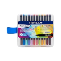 Fineliner Kalem 24 Renk Plastik Kutu 0.4mm Keçe Uçlu Kalem 1 Pake