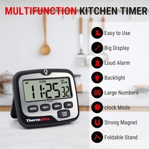Ayrex Thermopro Tm01 Dijital Mutfak Zamanlayıcısı, Geri Sayım Ve Kronometre, Ayarlanabilir Sesli Alarm Ve Geniş Ark