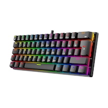 60% Kablolu Rgb Mekanik Oyuncu Klavyesi, 62 Tuşlu Türkçe Q Siyah