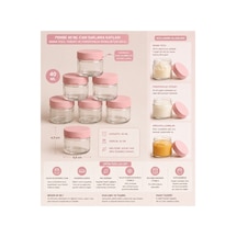 3 Lü Mini Cam Kavanoz 41 Ml Silikon Kapaklı Mama, Baharat, Reçel Ve Sos Saklama Kabı Pembe