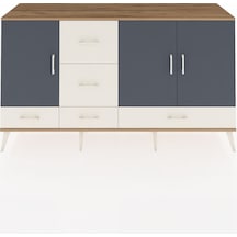 Hyperion Konsol 4 Raflı 5 Çekmeceli 3 Kapaklı 176x44x99 Çam-antrasit/aytaşı Atlas Çam/antrasıt - Atlas Çam