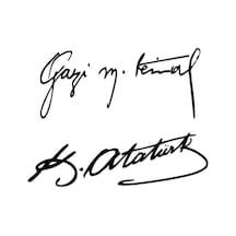 Gazi M.kemal-k.atatürk İmza Sticker İkili Imza 25 11 Cm