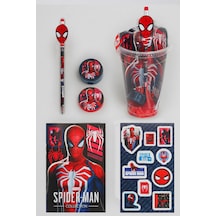 X Dekomus Lisanslı Spiderman Hero Force Collection Cup 5 Parça Kırtasiye Seti Sticker, Tüylü Kalem "dekomus Cep Defteri Hediyeli" 124-Pembe