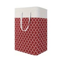 Elmpaly Kırmızı Nilon Katlanır Çamaşır Sepeti - Su Geçirmez Metal Çerçeveli Taşınabilir