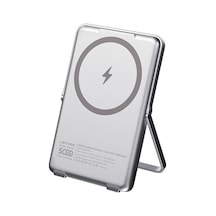 Lenyes PW038D 20W 5000 mAh 15 W Ultra İnce Standlı Wireless Powerbank Gümüş