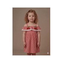 Ketbaby Kirazlı Pötikareli Kız Çocuk Elbise 1-5 Yaş Yazlık Konfor Serisi Kırmızı Kırmızı