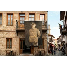 Atatürk Portre Türkiye Cumhuriyeti Kurucusu Mustafa K. Atatürk Poster Bayrak Premium Raşel Kumaş 300x450cm Ata3 Diğer