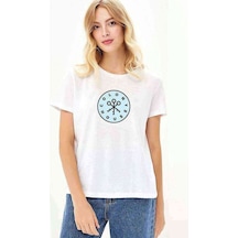 Silhouette Colony House Baskılı Beyaz Kadın Tshirt