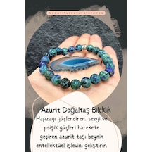 Azurit Doğaltaş Bileklik Akik Taş Hediyeli 8 Mm Hafıza Güçlendirici / Sezgi Ve Psişik Güç Çok Renkli