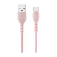 Teltree Type C 2a Hızlı Şarj Ve Veri Kablosu, Silikon Malzeme, 1 Metre Uzunluk, Pembe