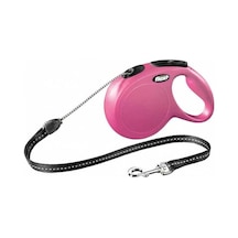 Flexi New Classic İp Otomatik Köpek Gezdirme Tasması Pembe S 5 Mt Çok Renkli